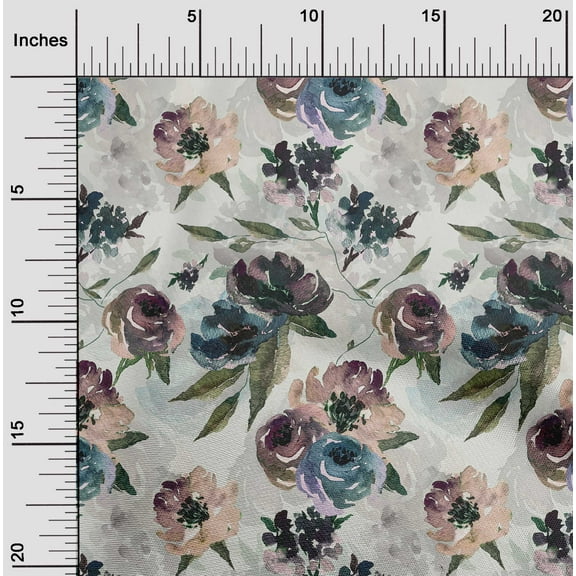 oneOone Georgette Viscose Off White Fabric Flower Craft Projects Decor Fabric Printed By The Yard 42 Inch Wide