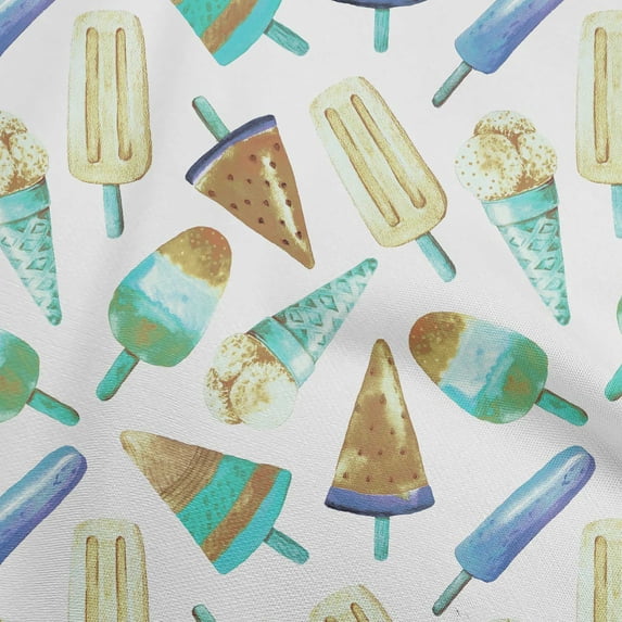 oneOone Georgette Viscose Off White Fabric Ice Cream Cone Sewing Craft Projects Fabric Prints By Yard 42 Inch Wide