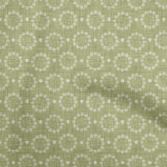 oneOone Georgette Viscose Olive Green Fabric Block Fabric For Sewing Printed Craft Fabric By The Yard 42 Inch Wide-XV