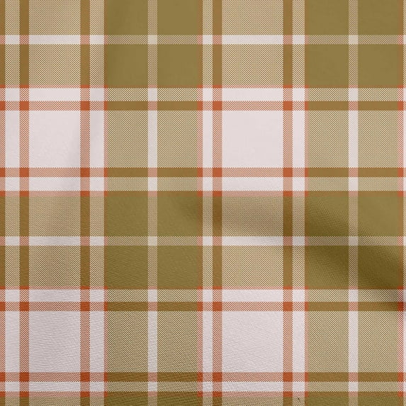 oneOone Georgette Viscose Olive Green Fabric Check Plaid Fabric For Sewing Printed Craft Fabric By The Yard 42 Inch Wide