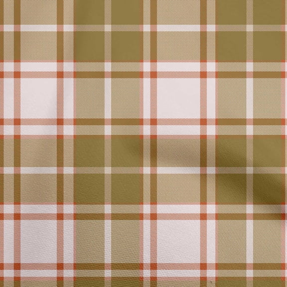 oneOone Georgette Viscose Olive Green Fabric Check Plaid Fabric For Sewing Printed Craft Fabric By The Yard 42 Inch Wide