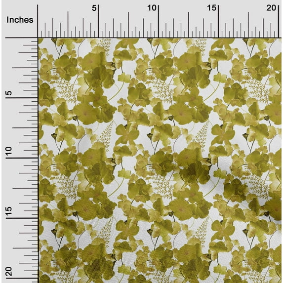 oneOone Georgette Viscose Olive Green Fabric Flower Watercolor Sewing Material Print Fabric By The Yard 42 Inch Wide