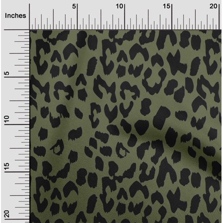 oneOone Georgette Viscose Olive Green Fabric Leopard Animal Skin Sewing Fabric By The Yard Printed Diy Clothing Sewing Supplies 42 Inch Wide