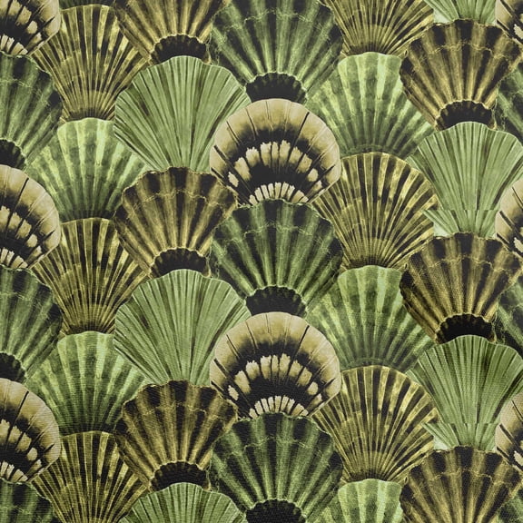 oneOone Georgette Viscose Olive Green Fabric Sea Shells Ocean Dress Material Fabric Print Fabric By The Yard 42 Inch Wide