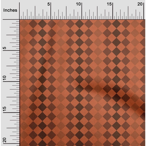 oneOone Georgette Viscose Orange Fabric Argyle Check Fabric For Sewing Printed Craft Fabric By The Yard 42 Inch Wide