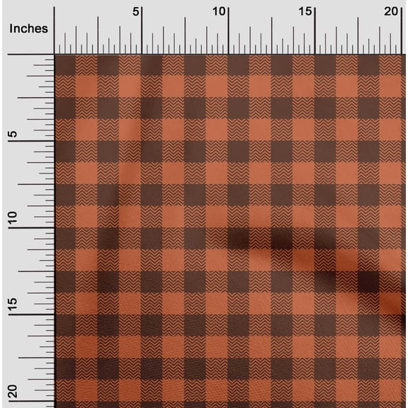 oneOone Georgette Viscose Orange Fabric Gingham Check Fabric For Sewing Printed Craft Fabric By The Yard 42 Inch Wide