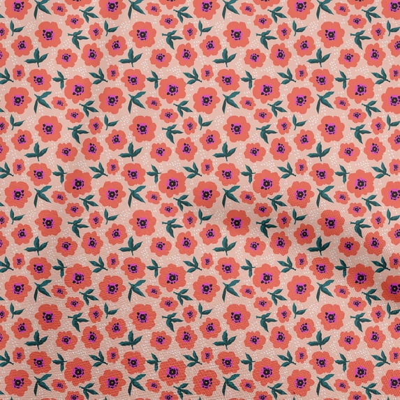 oneOone Georgette Viscose Pink Fabric Floral Retro Sewing Material Print Fabric By The Yard 42 Inch Wide