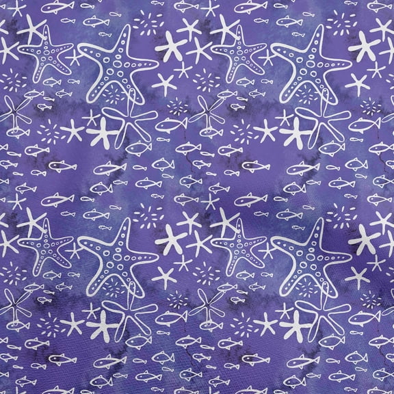 oneOone Georgette Viscose Purplish Blue Fabric Ocean Underwater Life Sewing Material Print Fabric By The Yard 42 Inch Wide