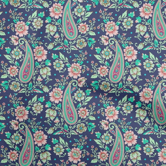 oneOone Georgette Viscose Royal Blue Fabric Paisleys Fabric For Sewing Printed Craft Fabric By The Yard 42 Inch Wide