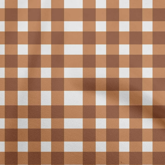 oneOone Georgette Viscose Rust Brown Fabric Gingham Check Craft Projects Decor Fabric Printed By The Yard 42 Inch Wide