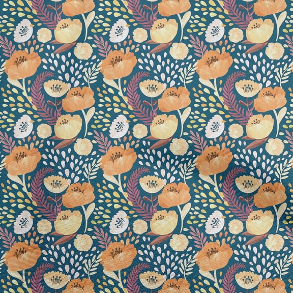 oneOone Georgette Viscose Teal Blue Fabric Flora Fabric For Sewing Printed Craft Fabric By The Yard 42 Inch Wide-K6