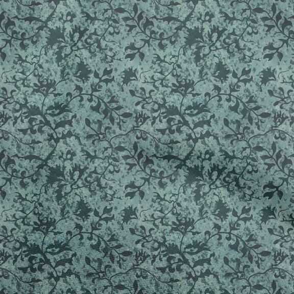 oneOone Georgette Viscose Teal Green Fabric Asian Batik Jacobean Motif Dress Material Fabric Print Fabric By The Yard 42 Inch Wide