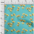 thumbnail image 1 of oneOone Georgette Viscose Turquoise Blue Fabric Flower & Leaves Watercolor Sewing Craft Project Fabric Prints By Yard 42 Inche Wide, 1 of 4