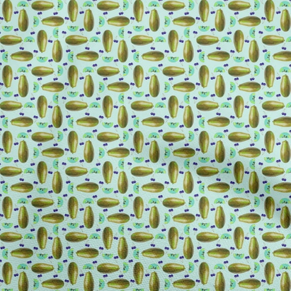 oneOone Georgette Viscose Turquoise Blue Fabric Fruits Papaya Quilting Supplies Print Sewing Fabric By The Yard 42 Inch Wide
