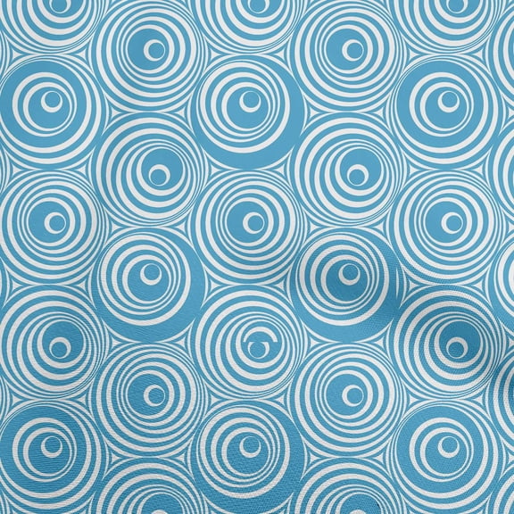 oneOone Georgette Viscose Turquoise Blue Fabric Geometric Line Art Circle Quilting Supplies Print Sewing Fabric By The Yard 42 Inch Wide