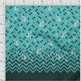 thumbnail image 1 of oneOone Georgette Viscose Turquoise Blue Fabric Leaves Chevron & Triangle Panel Craft Projects Decor Fabric Printed By The Yard 42 Inch Wide, 1 of 3