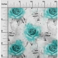 thumbnail image 1 of oneOone Georgette Viscose Turquoise Green Fabric Leaves & Rose Watercolor Quilting Supplies Print Sewing Fabric By The Yard 42 Inch Wide, 1 of 4