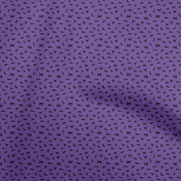 oneOone Georgette Viscose Violet Fabric Cat Quilting Supplies Print Sewing Fabric By The Yard 42 Inch Wide