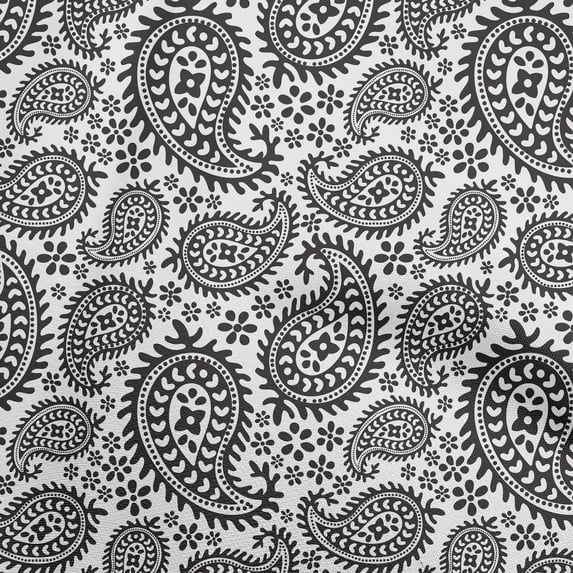oneOone Georgette Viscose White Fabric Asian Paisley Block Quilting Supplies Print Sewing Fabric By The Yard 42 Inch Wide
