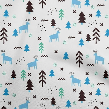 oneOone Georgette Viscose White Fabric Christmas Dress Material Fabric Print Fabric By The Yard 42 Inch Wide