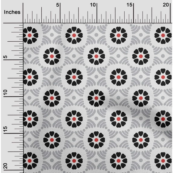 oneOone Georgette Viscose White Fabric Floral Block Diy Clothing Quilting Fabric Print Fabric By Yard 42 Inches Wide