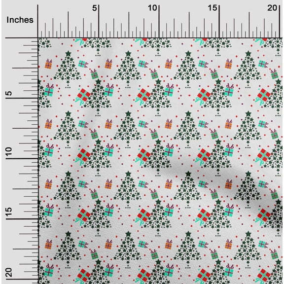 oneOone Georgette Viscose White Fabric Merry Christmas Craft Projects Decor Fabric Printed By The Yard 42 Inch Wide-L28
