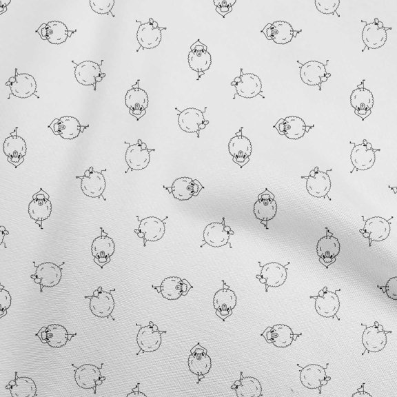 oneOone Georgette Viscose White Fabric Yoga Sheep Craft Projects Decor Fabric Printed By The Yard 42 Inch Wide
