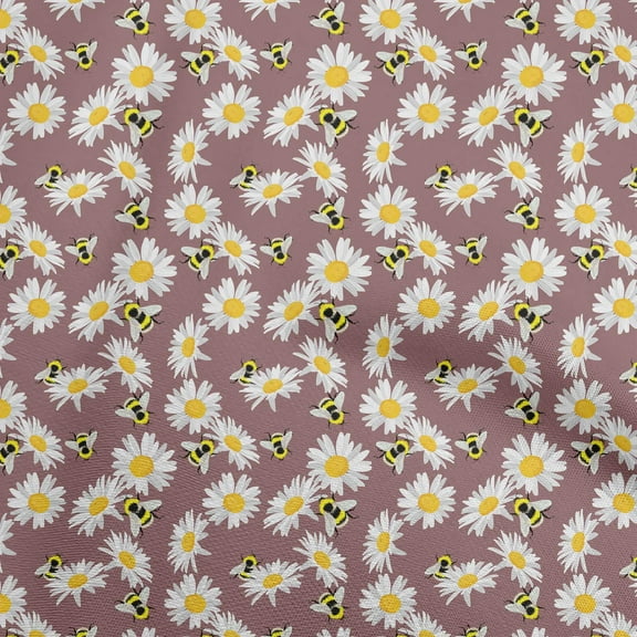 oneOone Georgette Viscose Wine Fabric Floral Sunflower With Honey Bee Quilting Supplies Print Sewing Fabric By The Yard 42 Inch Wide