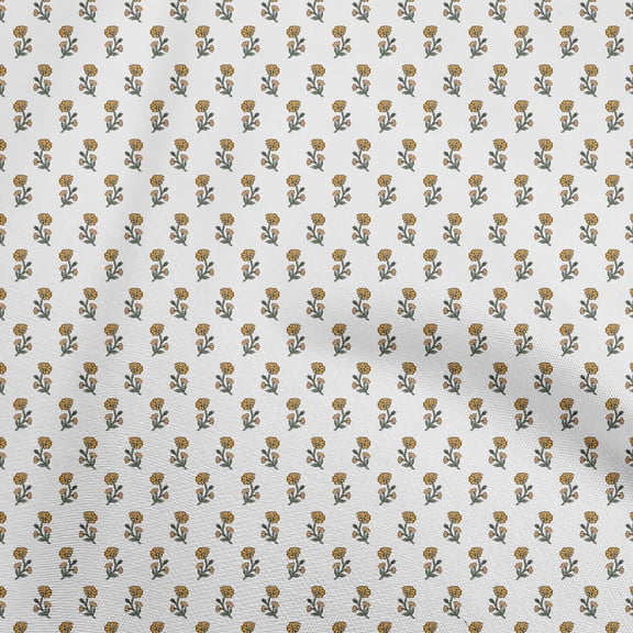oneOone Georgette Viscose Yellow Fabric Asian Floral Block Sewing Craft Projects Fabric Prints By Yard 42 Inch Wide