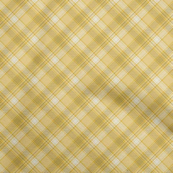 oneOone Georgette Viscose Yellow Fabric Check Sewing Fabric By The Yard Printed Diy Clothing Sewing Supplies 42 Inch Wide