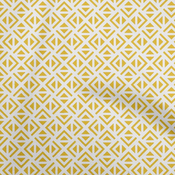 oneOone Georgette Viscose Yellow Fabric Geometric Triangle Fabric For Sewing Printed Craft Fabric By The Yard 42 Inch Wide
