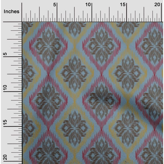 oneOone Organic Cotton Poplin Twill Fabric Argyle Ikat Print Fabric BTY 42 Inch Wide