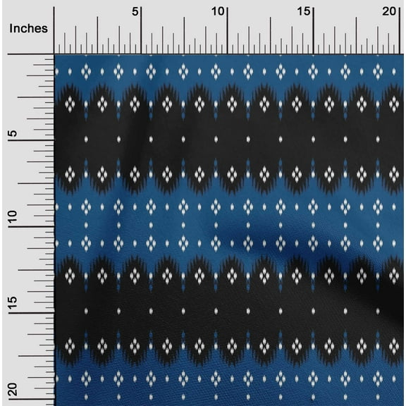 oneOone Organic Cotton Poplin Twill Fabric Big Motif Ikat Fabric Prints By Yard 42 Inch Wide