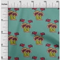thumbnail image 1 of oneOone Organic Cotton Poplin Twill Fabric Bird & Mushroom Block Print Sewing Fabric BTY 42 Inch Wide, 1 of 4