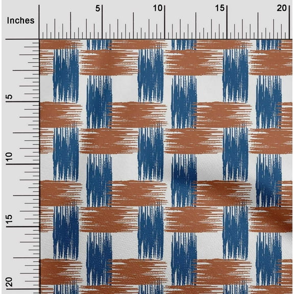 oneOone Organic Cotton Poplin Twill Fabric Brush Stroke Ikat Printed Fabric 1 Yard 42 Inch Wide
