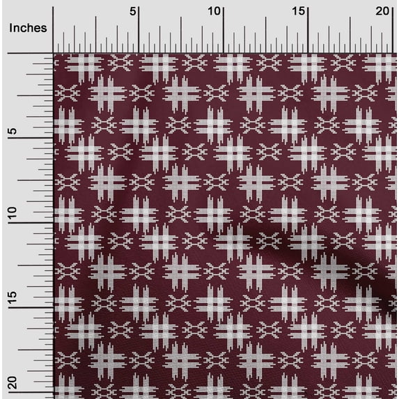 oneOone Organic Cotton Poplin Twill Fabric Check Kasuri Print Fabric BTY 42 Inch Wide