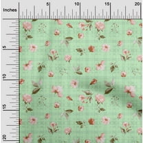 oneOone Organic Cotton Poplin Twill Fabric Check|Watercolor Leaves & Flower Floral Print Fabric BTY 42 Inch Wide