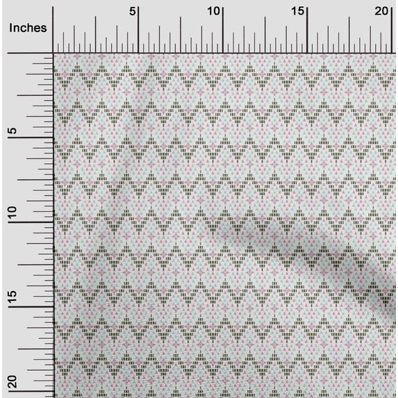 oneOone Organic Cotton Poplin Twill Fabric Chevron|Triangle & Square Geometric Printed Fabric 1 Yard 42 Inch Wide