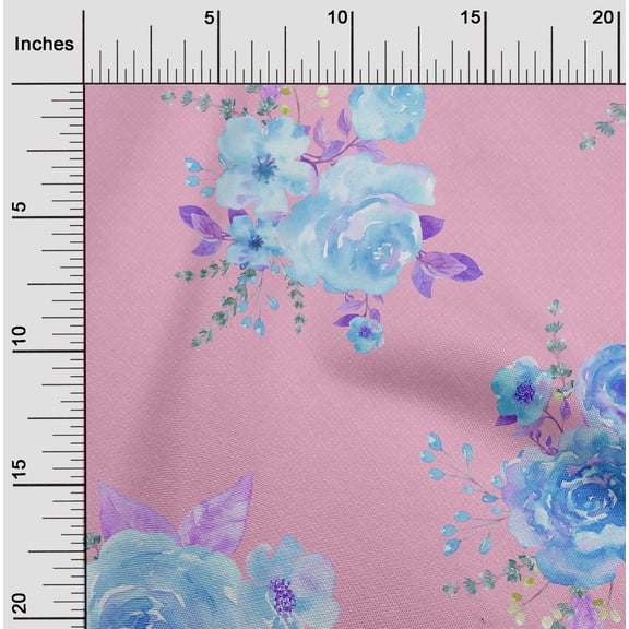 oneOone Organic Cotton Poplin Twill Fabric Chevron|Watercolor Leaves & Peony Floral Print Fabric BTY 42 Inch Wide