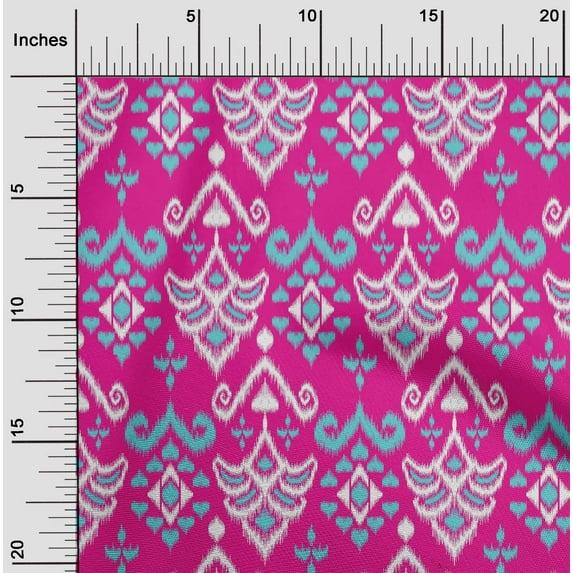 oneOone Organic Cotton Poplin Twill Fabric Damask Ikat Printed Craft Fabric BTY 42 Inch Wide