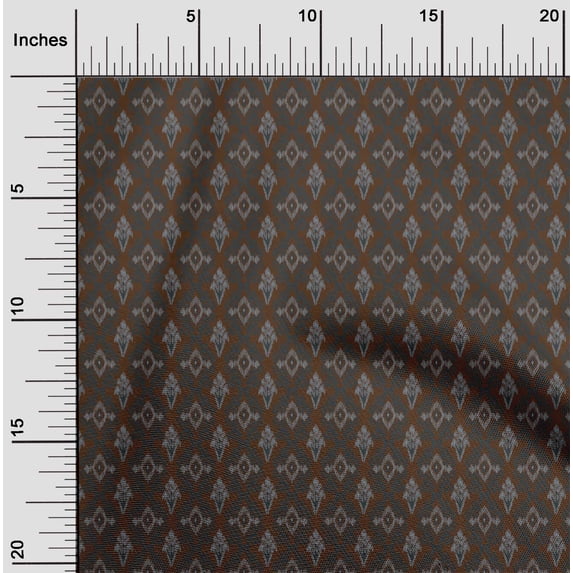 oneOone Organic Cotton Poplin Twill Fabric Diamond & Chevron Ikat Print Fabric By Yard 42 Inch Wide