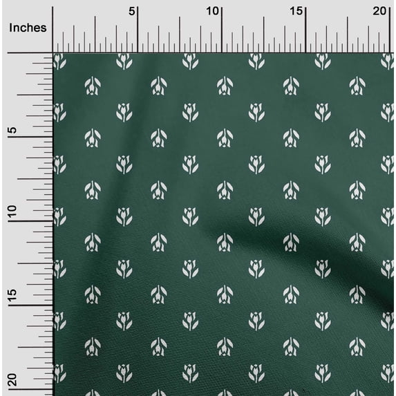 oneOone Organic Cotton Poplin Twill Fabric Floral Block Print Fabric By The Yard 42 Inch Wide