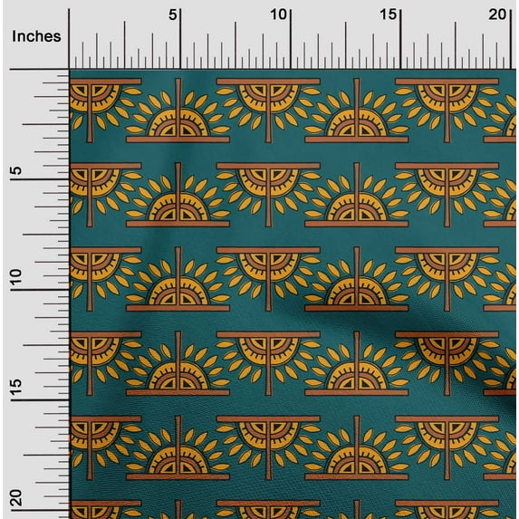oneOone Organic Cotton Poplin Twill Fabric Floral Block Printed Fabric 1 Yard 42 Inch Wide