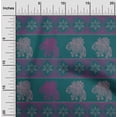 thumbnail image 1 of oneOone Organic Cotton Poplin Twill Fabric Floral & Elephant Block Printed Craft Fabric BTY 42 Inch Wide, 1 of 4