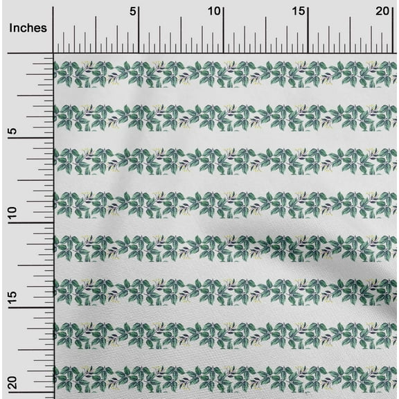 oneOone Organic Cotton Poplin Twill Fabric Floral & Leaves Printed Fabric 1 Yard 42 Inches Wide