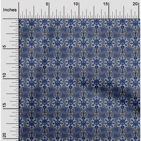 oneOone Organic Cotton Poplin Twill Fabric Floral & Paisley Block Decor Fabric Printed BTY 42 Inch Wide