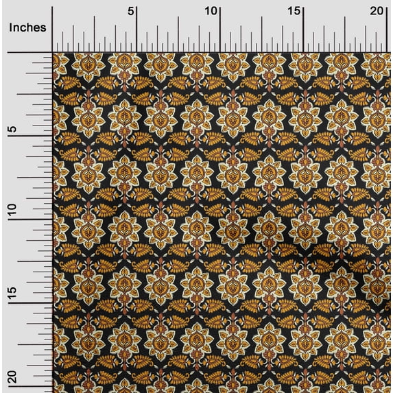 oneOone Organic Cotton Poplin Twill Fabric Floral & Paisley Block Decor Fabric Printed BTY 42 Inch Wide
