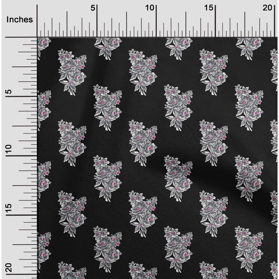 oneOone Organic Cotton Poplin Twill Fabric Flower Artistic Print Fabric BTY 42 Inch Wide