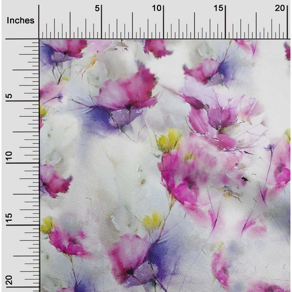 oneOone Organic Cotton Poplin Twill Fabric Flower Watercolor Printed Craft Fabric BTY 42 Inches Wide