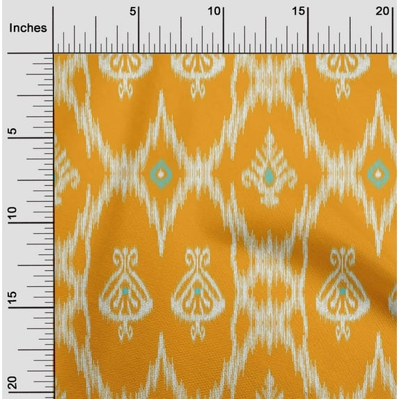 oneOone Organic Cotton Poplin Twill Fabric Geometric Ikat Print Sewing Fabric BTY 42 Inch Wide